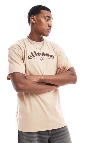 Ellesse Franks chest logo t-shirt in beige