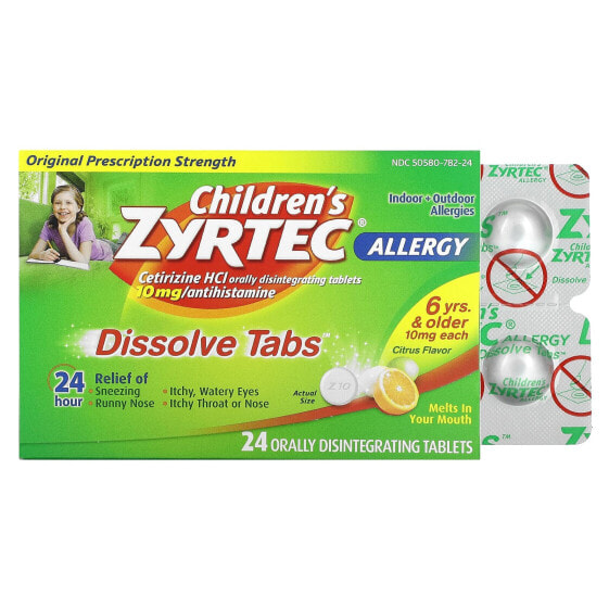 Children's Allergy, Dissolve Tabs, 6+ Years, Citrus, 10 mg, 24 Orally Disintegrating Tablets