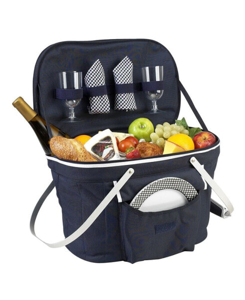 Collapsible Picnic Basket Cooler - Equipped with Service For 2