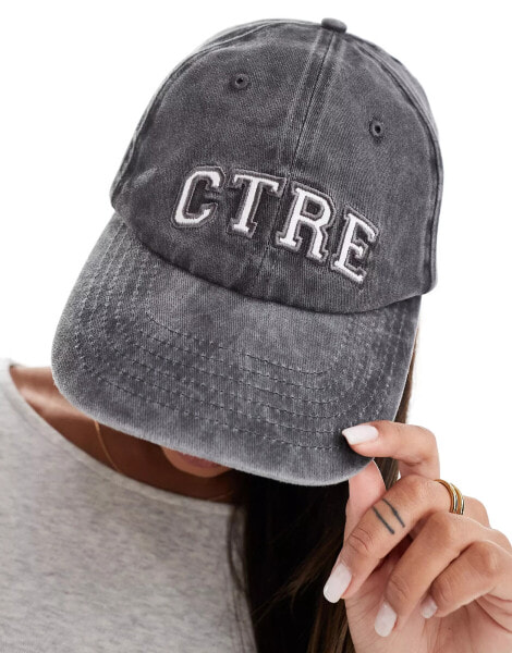 The Couture Club washed CTRE varsity cap in grey wash