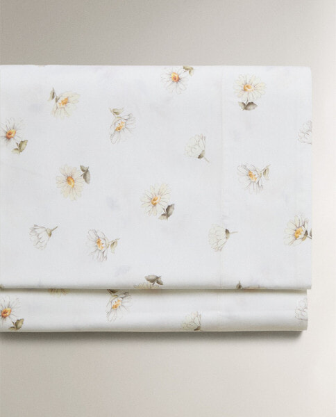 Daisy print flat sheet