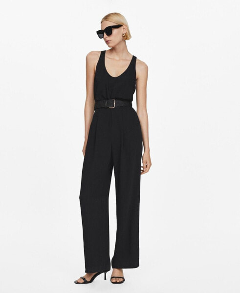 Women's Belt Long Jumpsuit