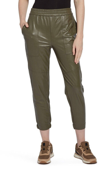 $138. Lyssé Brisk Faux Leather Joggers in Green Ivy Small