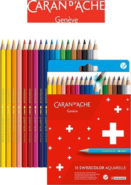 Caran d`Arche Kredki akwarelowe CARAN D'ACHE Swisscolor, kartonowe pudełko, 18 szt.