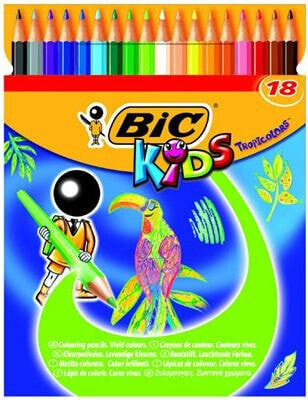 Bic KREDKI OŁÓWKOWE BIC KIDS TROPICOLORS2 PUDEŁKO 18 SZT - 832567