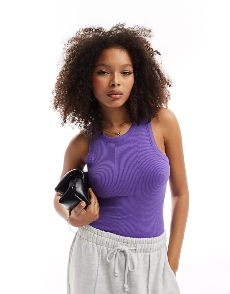 & Other Stories ribbed vest top in deep lilac