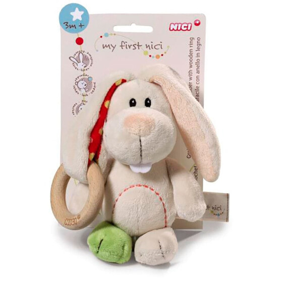 NICI Grabber Rabbit Tilli 15 cm With Wooden Ring Teddy