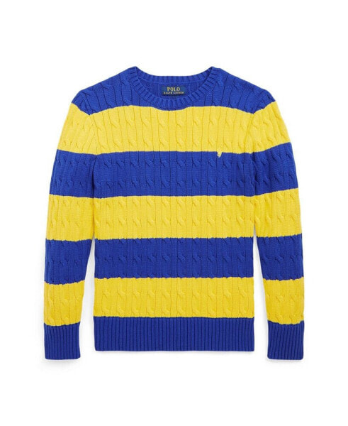 Big Boys Striped Cable-Knit Cotton Sweater