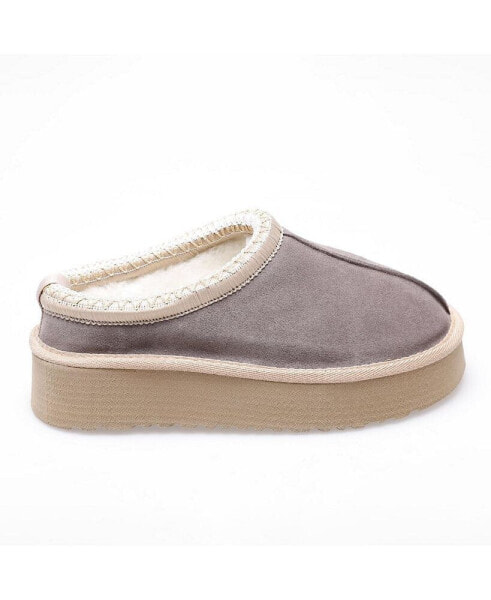 Women's Mini Sheepskin Slippers, Grey Suede