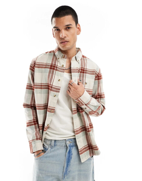 Lee Riveted check flannel shirt relaxed fit in off white