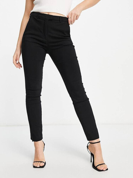 Mango tailored slim leg trousers in black