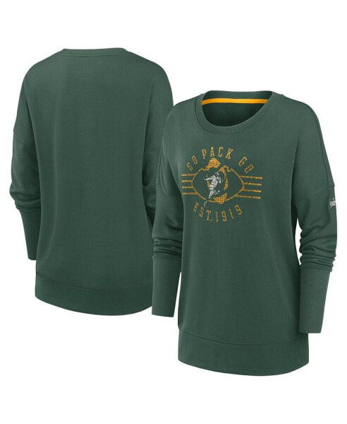 Women's Green Green Bay Packers Rewind Playback Icon Performance Pullover Sweatshirt