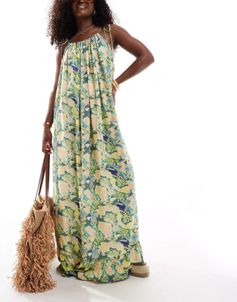 ASOS DESIGN drop hem maxi beach dress in snake print