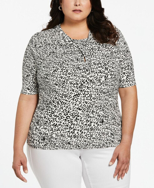 Plus Size Twist Neckline Cut Out Top