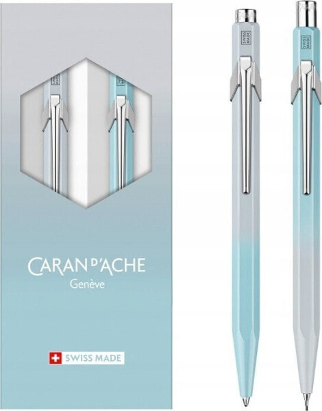 Caran d`Arche Zestaw długopis 849 + ołówek 844 Caran d’Ache Blue Lagoon, w etui, błękitno-szary