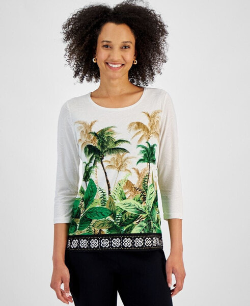 Women's Printed Jacquard Top, Created for Macy's