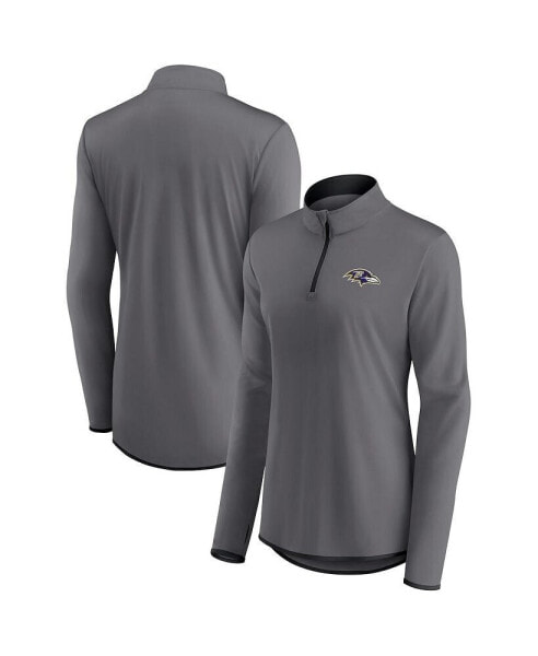 Women's Gray Baltimore Ravens Corner Long Sleeve 1/4 Zip Top