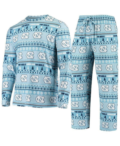 Men's Carolina Blue North Carolina Tar Heels Ugly Sweater Knit Long Sleeve Top and Pant Set