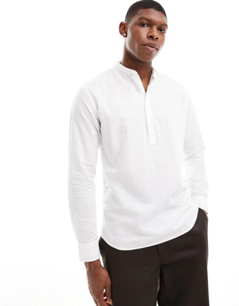 Jack & Jones overhead linen shirt in white