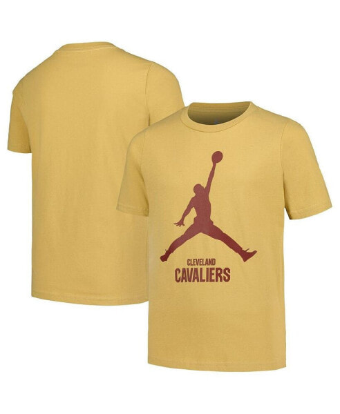 Jordan Big Boys and Girls Gold Cleveland Cavaliers Essential Jumpman Logo T-Shirt