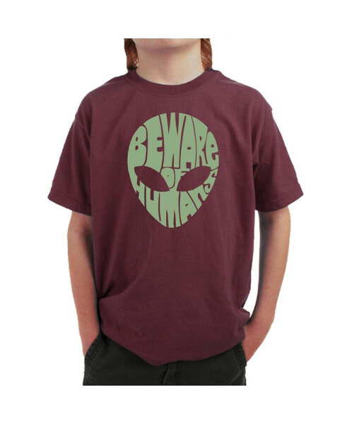 Big Boy's Word Art T-shirt - Beware of Humans