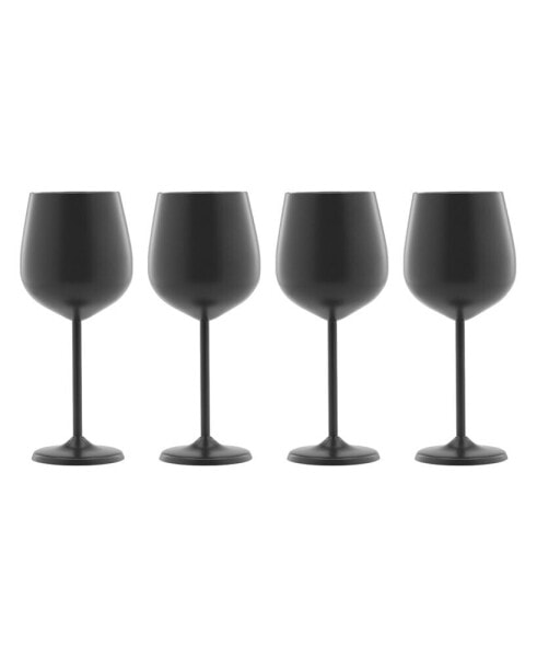 18 Oz Brushed Black Stainless Steel White Wine Glasses, Set of 4