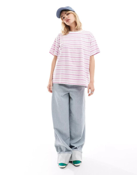 Wrangler striped girlfriend tee in lilac