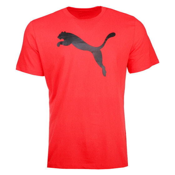 Puma Essential Cat Logo Crew Neck Short Sleeve T-Shirt Mens Red Casual Tops 678