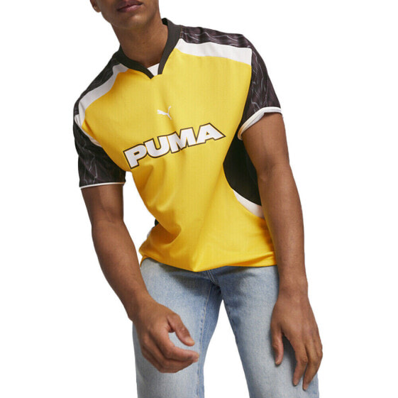 Puma Football Collared Short Sleeve Jersey Mens Yellow 62788668