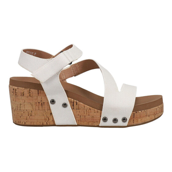 Corkys Spring Fling Studded Wedge Ankle Strap Womens White Casual Sandals 30-53