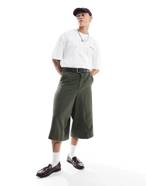 ASOS DESIGN smart cropped trousers in khaki