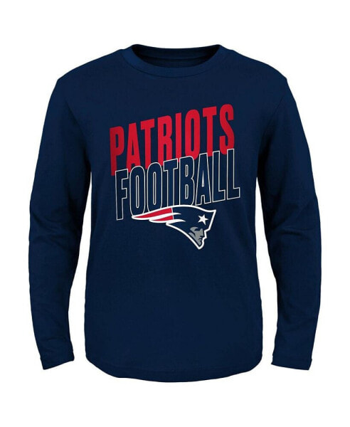 Big Boys Navy New England Patriots Showtime Long Sleeve T-shirt