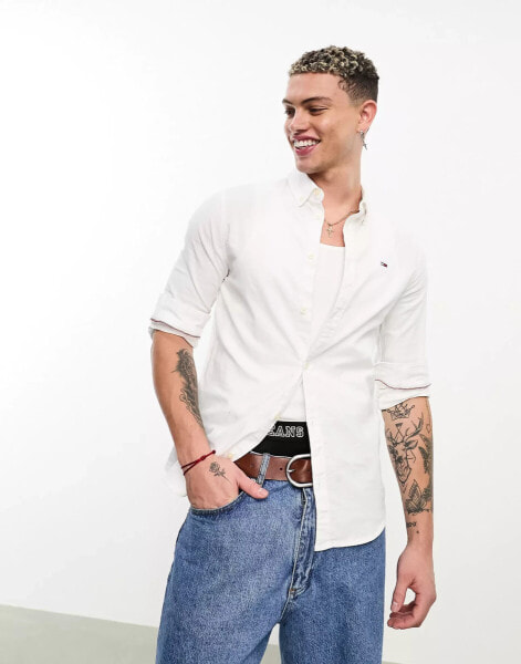 Tommy Jeans slim fit oxford shirt in white