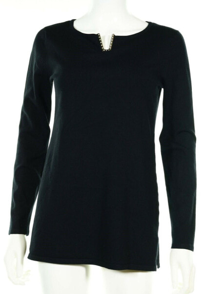 CABLE & GAUGE Womens Black Knit Long Sleeve Tunic Sweater Size Small 133026