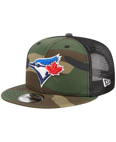 Men's Camo Toronto Blue Jays Woodland Camo Trucker 9FIFTY Snapback Hat