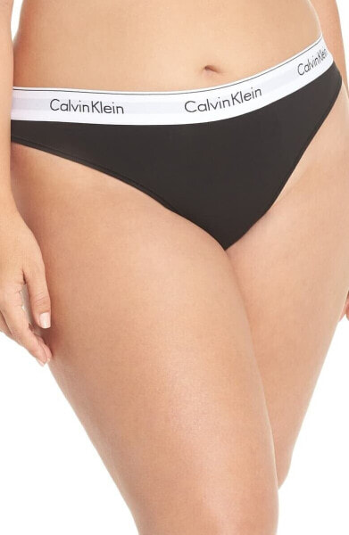 Calvin Klein 187928 Womens Modern Cotton Thong Panty Underwear Black Size 1X