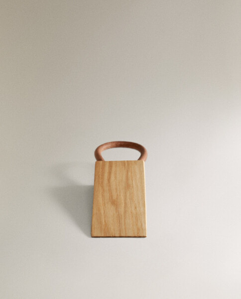 Wooden leather doorstop