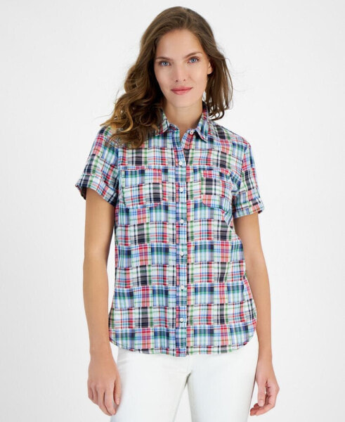 Women's Patchwork Plaid Cotton Shirt