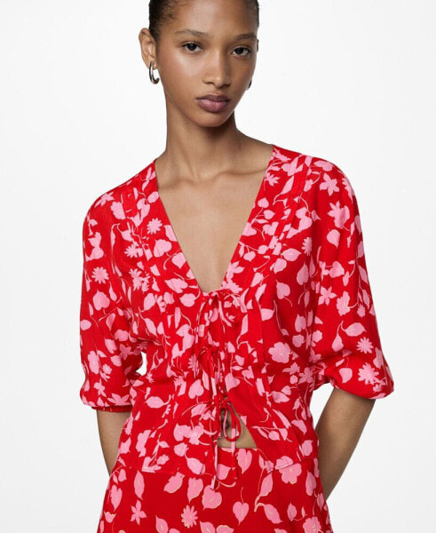 Women's Bow Printed Blouse