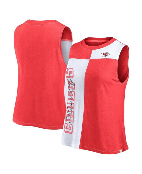 Women's Red/White Kansas City Chiefs Script Colorblock Tank Top