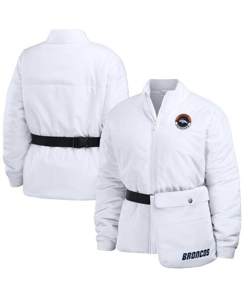 Women's White Denver Broncos Packaway Full-Zip Puffer Jacket