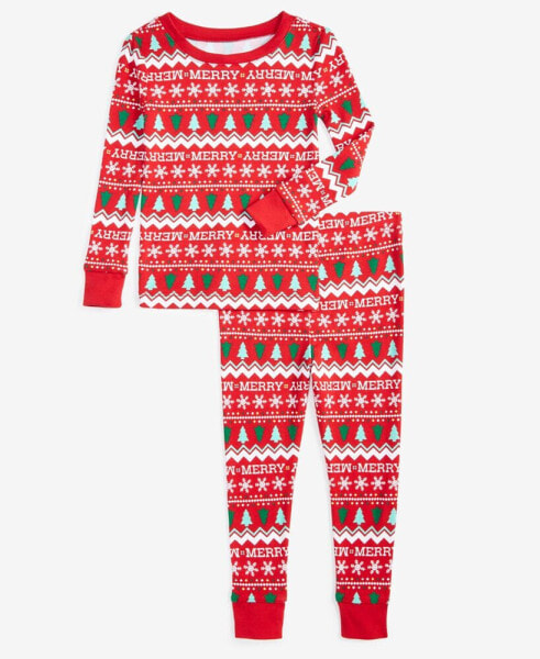 Family Pajamas Toddler 2-Pc. Cotton Snug-Fit Merry Mix It Pajamas Set, Created for Macy's