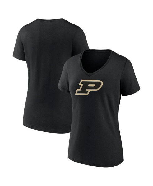 Women's Black Purdue Boilermakers Evergreen Logo V-Neck T-shirt