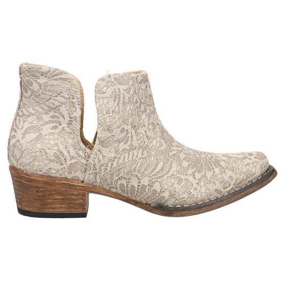 Roper Ava Lace Snip Toe Cowboy Booties Womens Off White Casual Boots 09-021-1567