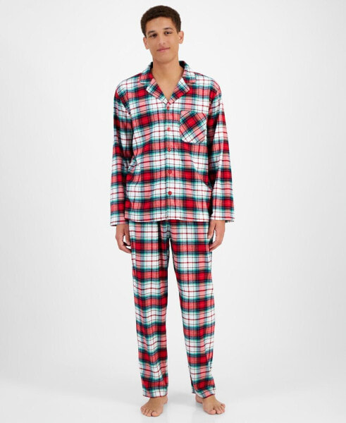 Family Pajamas Men's 2-Pc. Winterton Cotton Plaid Notch-Collar Pajamas Set, Created for Macy's