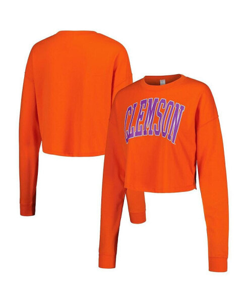 Women's Orange Clemson Tigers Arch Cropped Drop Shoulder Long Sleeve T-shirt