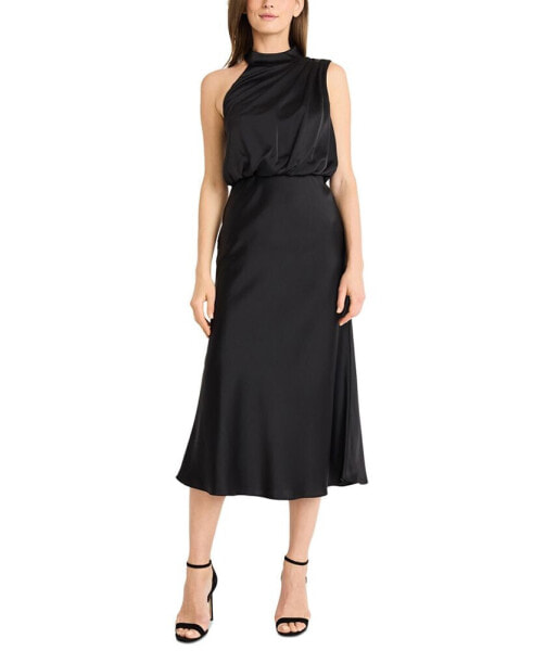 Women's High-Neck Asymmetric-Shoulder Dress