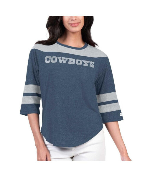 Women's Navy Dallas Cowboys Fullback Tri-Blend 3/4-Sleeve T-Shirt