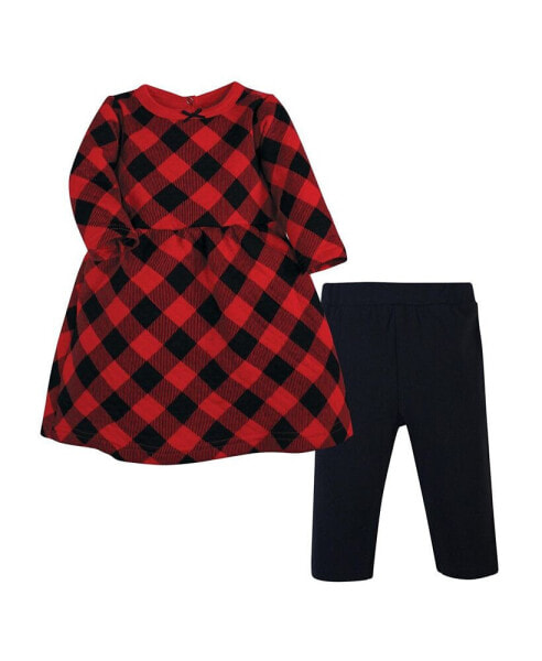 Toddler Girls Quilted Cotton Dress and Leggings, Buffalo Plaid