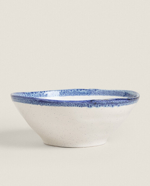 Earthenware salad bowl with line design